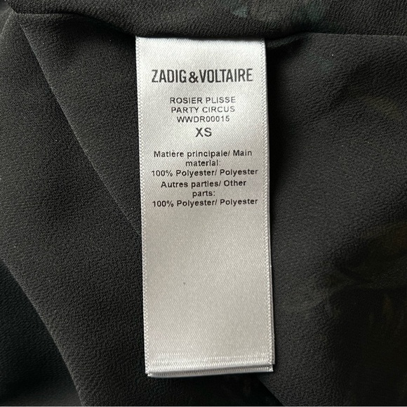 NEW ZADIG VOLTAIRE Circus Print Long Sleeve Tie Cuff Ruffled Button Up Dress XS - Picture 15 of 16